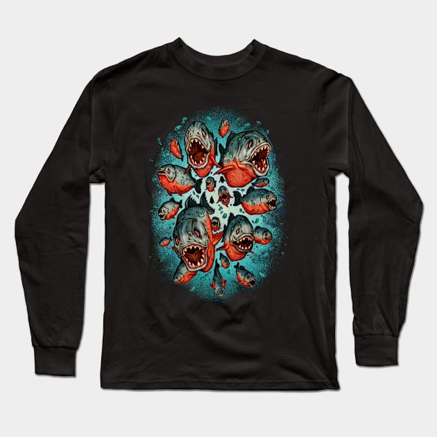 Frenzy Piranhas Long Sleeve T-Shirt by Villainmazk